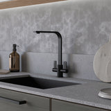 AURORA Blade Twin Lever Monobloc Tap - Matt Black