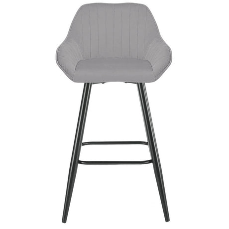 AURORA-Velluto-Velvet-Bar-Stool-Grey-Front