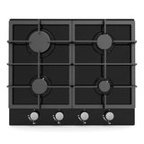 BEKIA 60cm Black Glass 4 Burner Nat Gas Hob