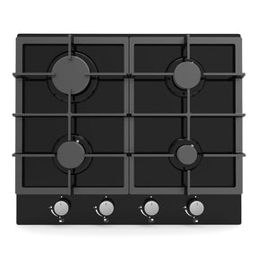 BEKIA 60cm Black Glass 4 Burner Nat Gas Hob