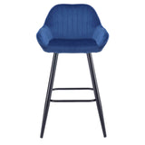 AURORA-Velluto-Velvet-Bar-Stool-Grey-Front
