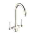 BELMONT White Ceramic Lever Swan Neck Tap - Brushed Nickel