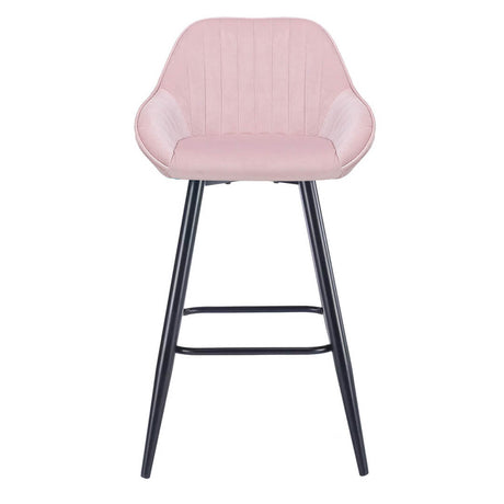 AURORA-Velluto-Velvet-Bar-Stool-Pink-Front