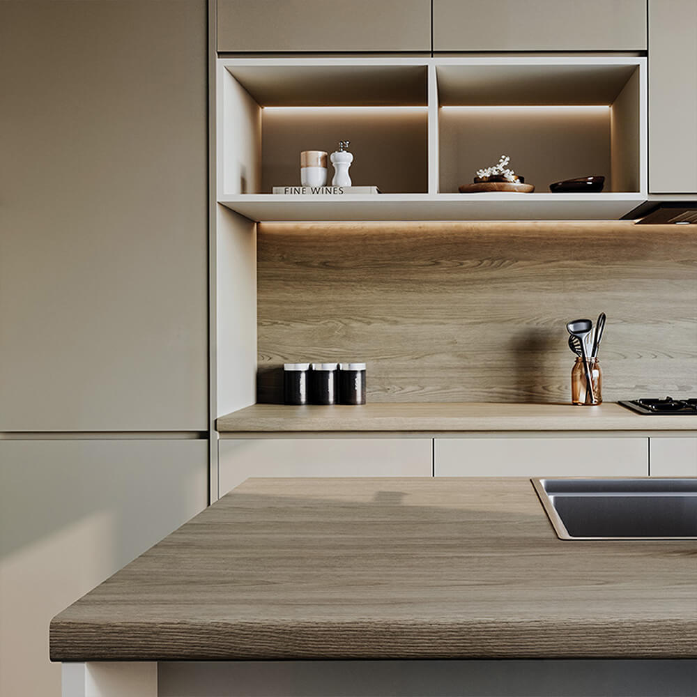 Formica Ashen Oak - 38mm Postformed Edge Laminate Worktops