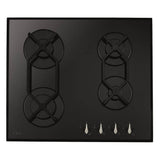 CDA HVG621BL 60cm 4 Ring Gas-on-Glass Hob, Cast Iron Supports, Black