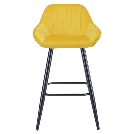 AURORA-Velluto-Velvet-Bar-Stool-Mustard-Front