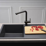 Reginox AMSTERDAM Single Bowl & Drainer Black Granite Sink - 860mm Wide