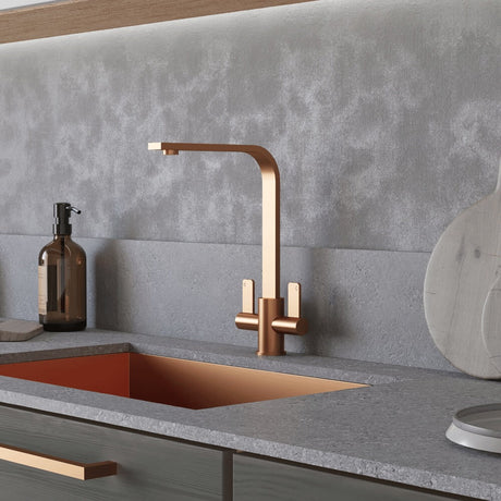 AURORA Blade Twin Lever Monobloc Tap - Copper