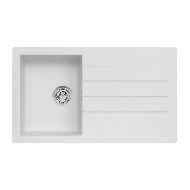 Reginox VALENCE Single Bowl & Drainer White Granite Sink - 860mm Wide
