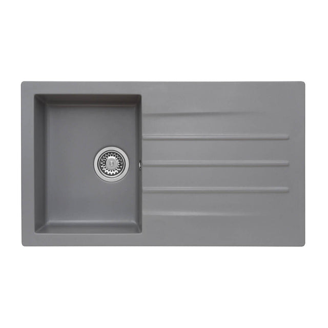Reginox VALENCE Single Bowl & Drainer Grey Granite Sink - 860mm Wide