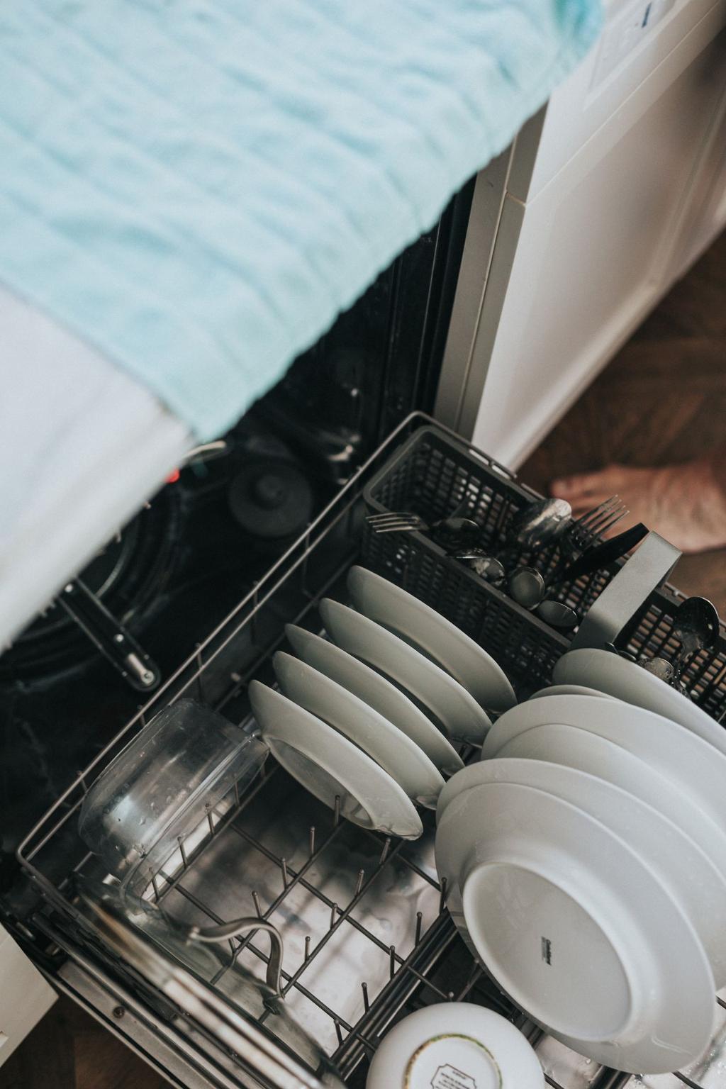 Using a dishwasher deep cleaner once a month will keep it smell free and make it shine.