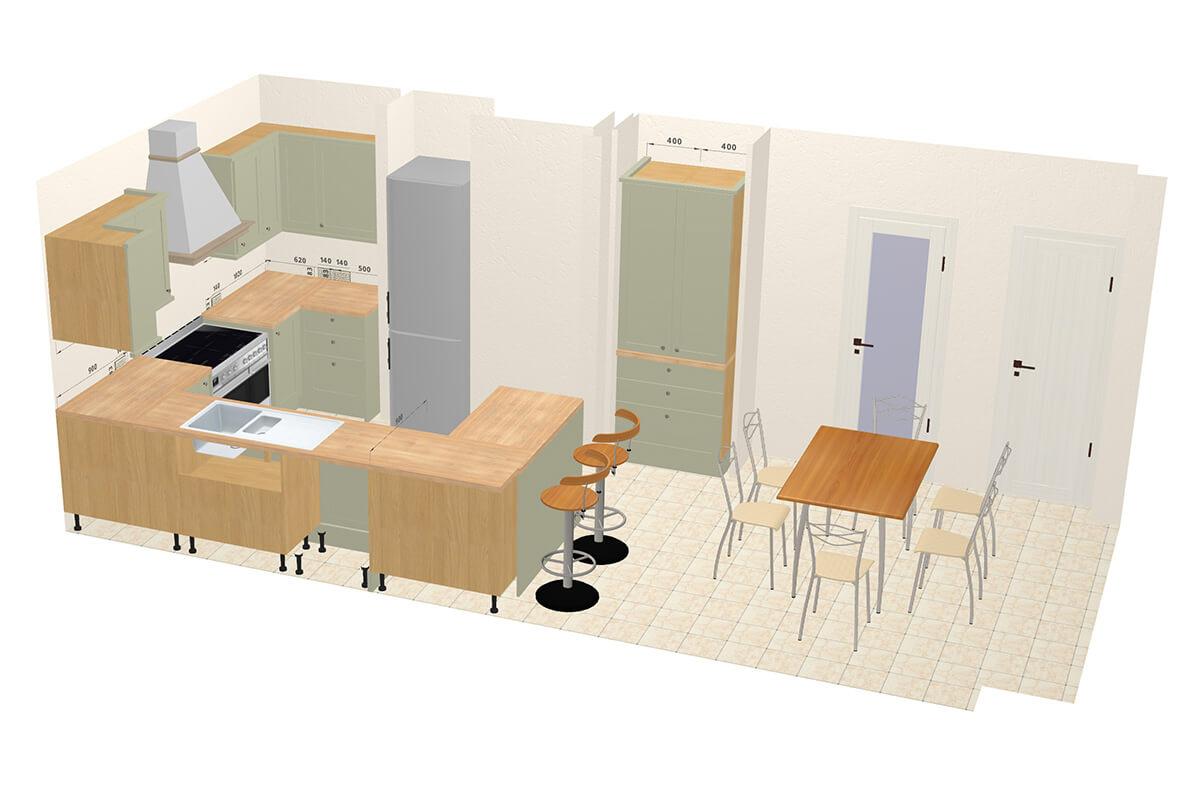 Kitchen planned online using our 3D Online Kitchen Planner​