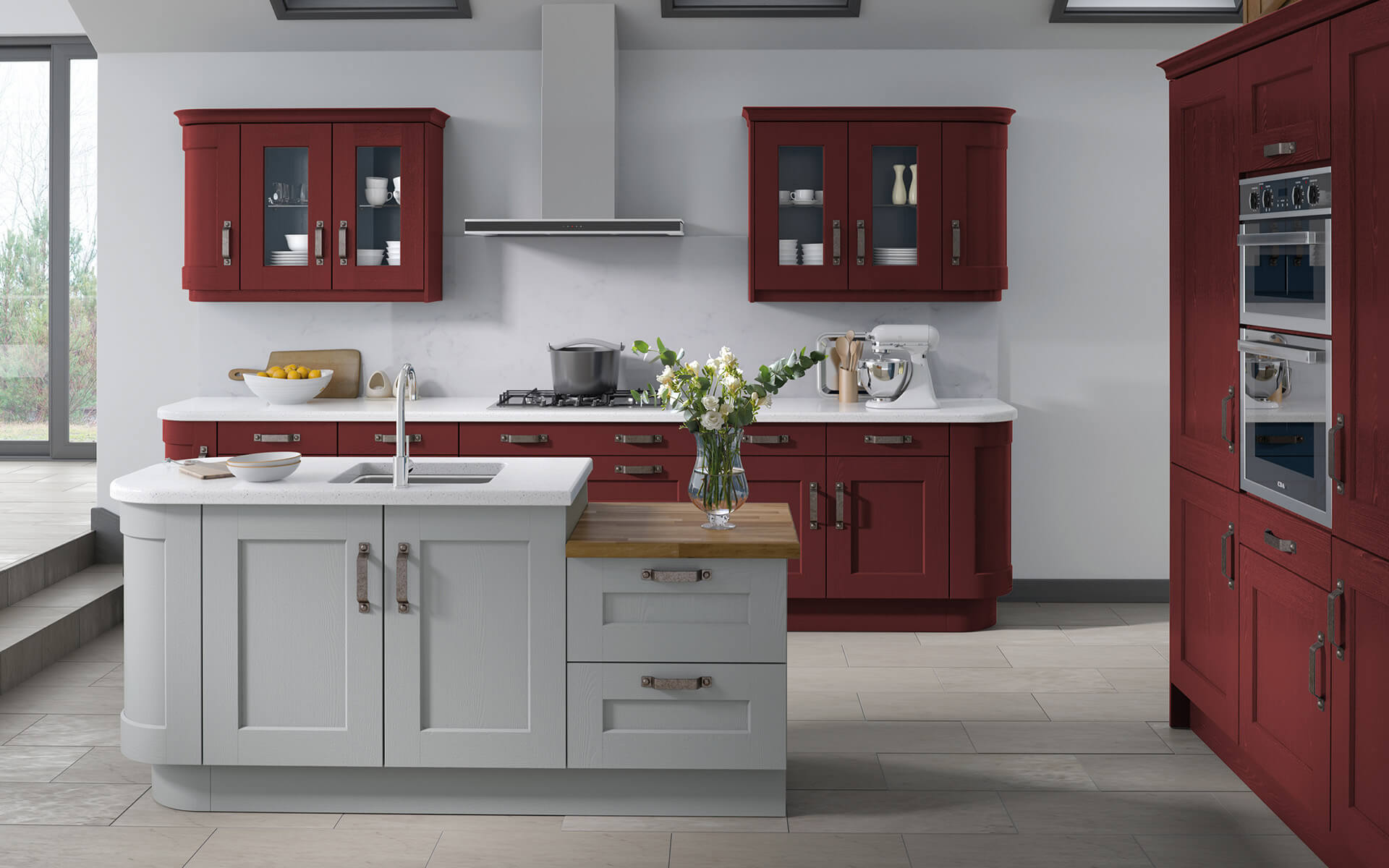 Kitchen featuring Glass Wall Units