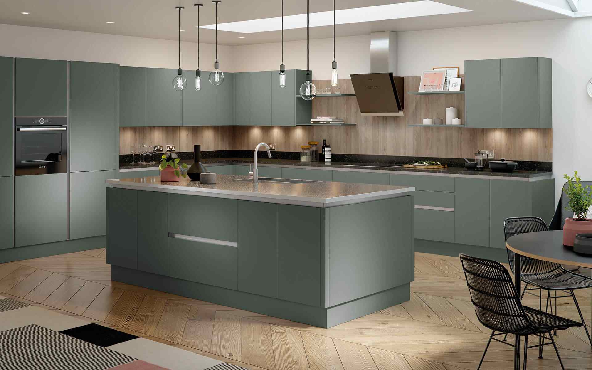 Cassina Moss Green True Handleless Kitchen from Better Kitchens