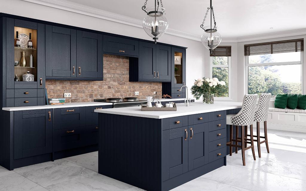 Lynton Indigo Shaker Woodgrain Kitchen from Better Kitchens