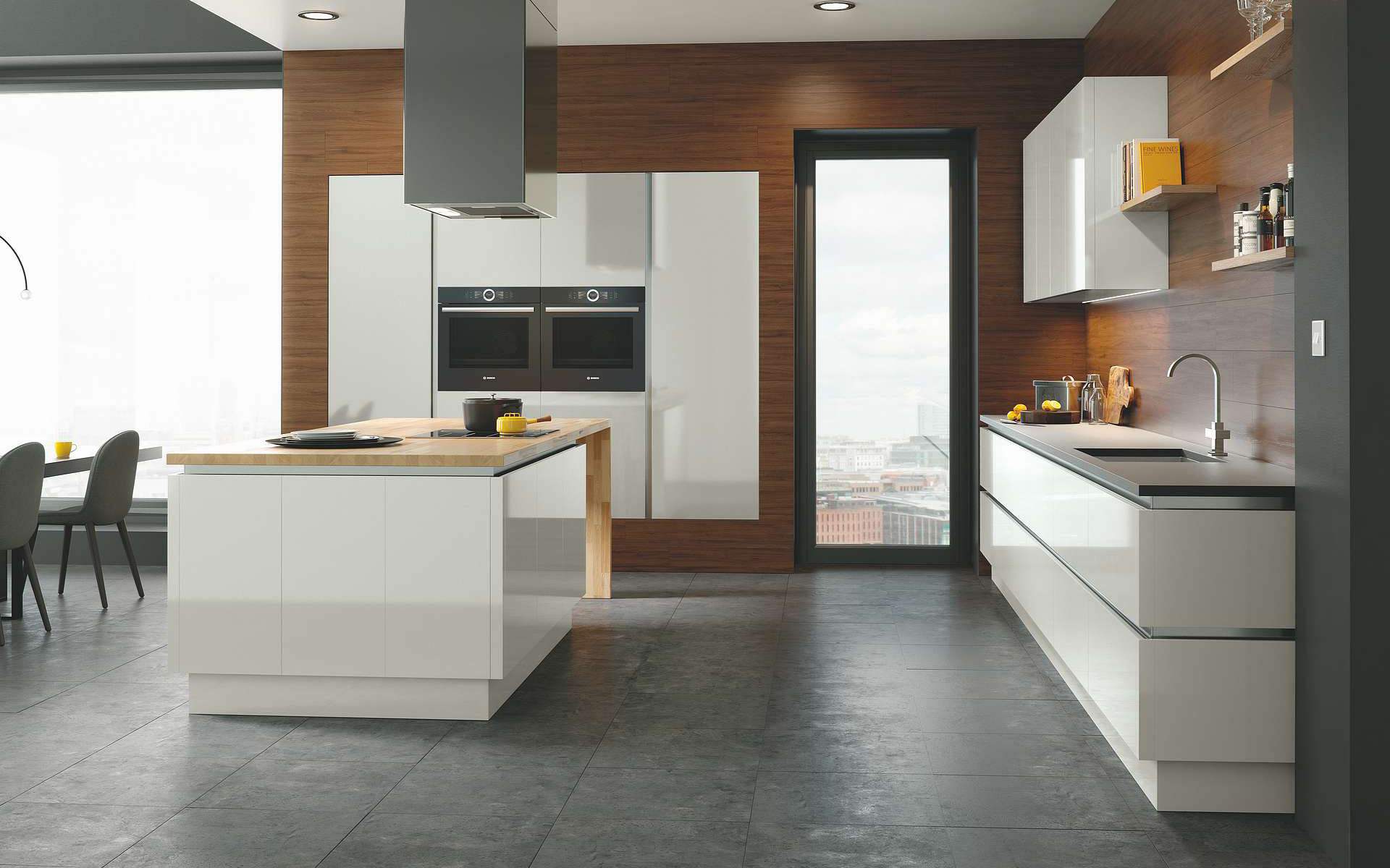 True Handleless Gloss Light Grey Kitchen from Better Kitchens