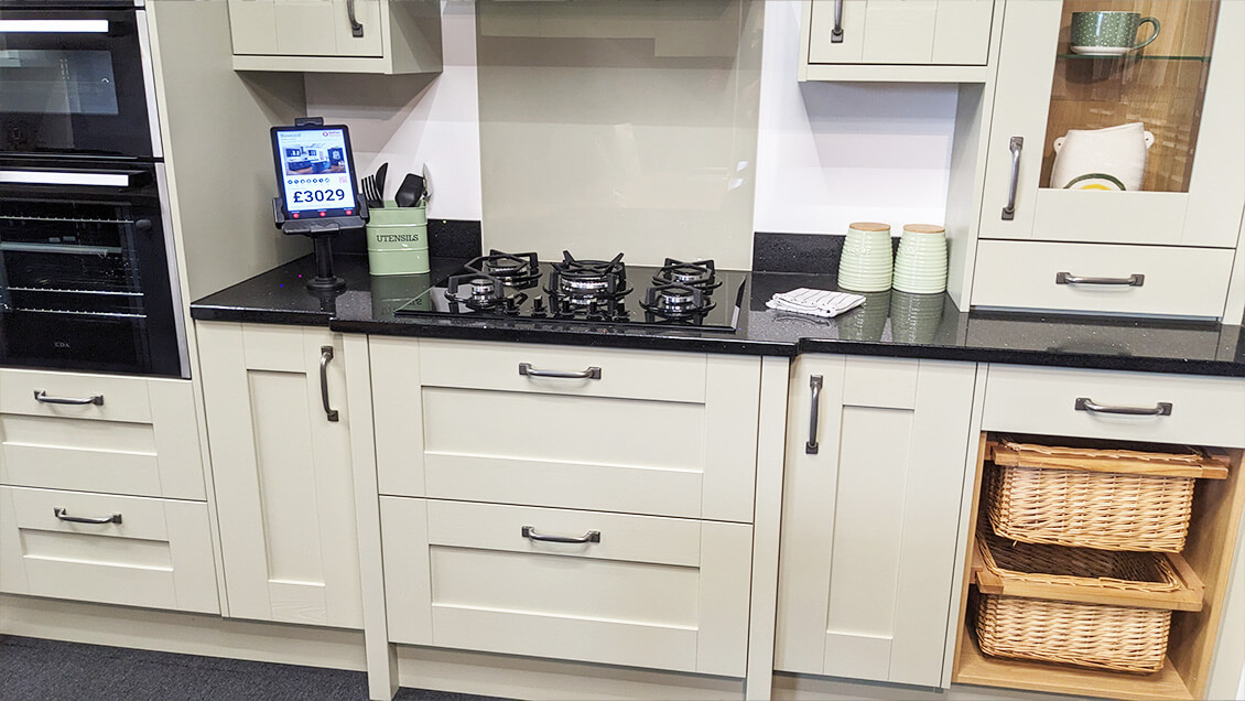 Traditional Pull Handles On Sage Green Shaker Kitchen doors Better Kitchens