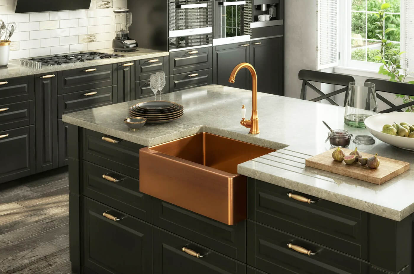 Copper Belfast Sink With Custom Drawer Belfast Sink Base Unit - Better Kitchens