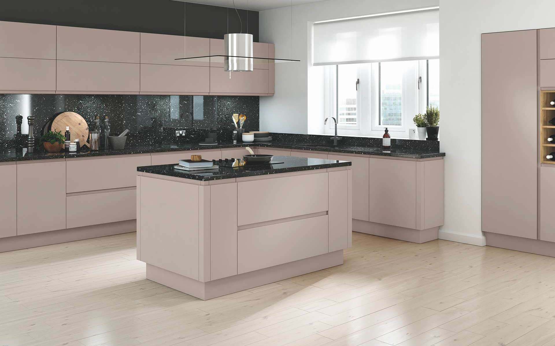 Moderna Cashmere Matt J Pull Handleless Kitchen from Better Kitchens