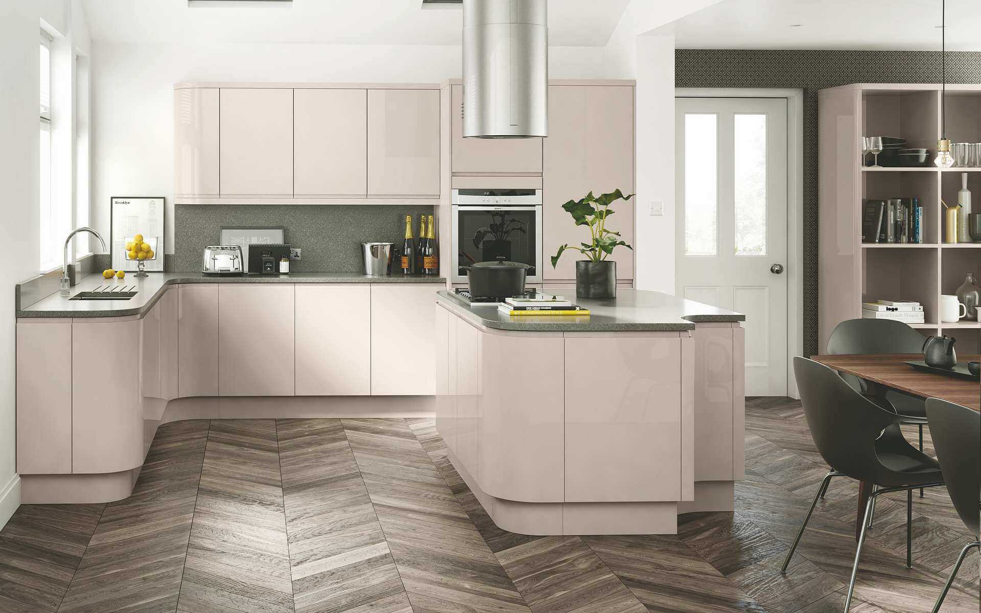 Ultimo Cashmere Gloss J Pull Handleless Kitchen from Better Kitchens