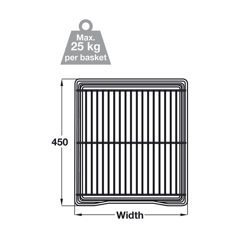 500mm Pull-Out Wire Basket - Set of 2 Dimensions