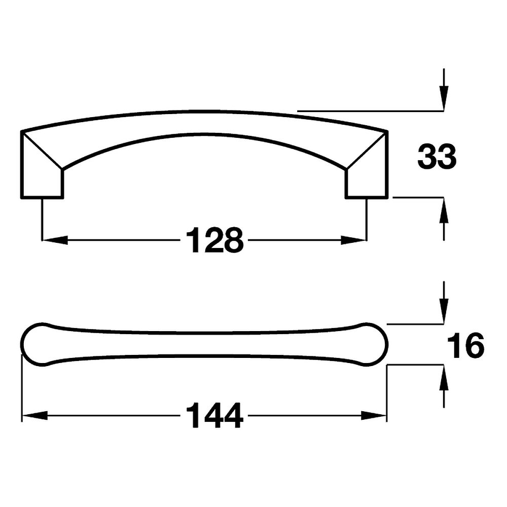 Dillon - D Handle - Matt Nickel Dimensions