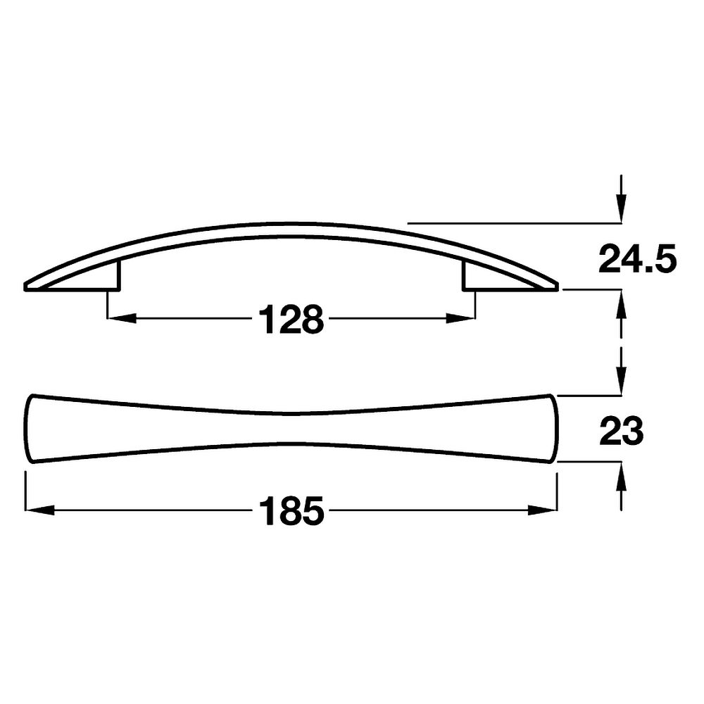 Thea - Bow Handle - Matt Nickel Dimensions