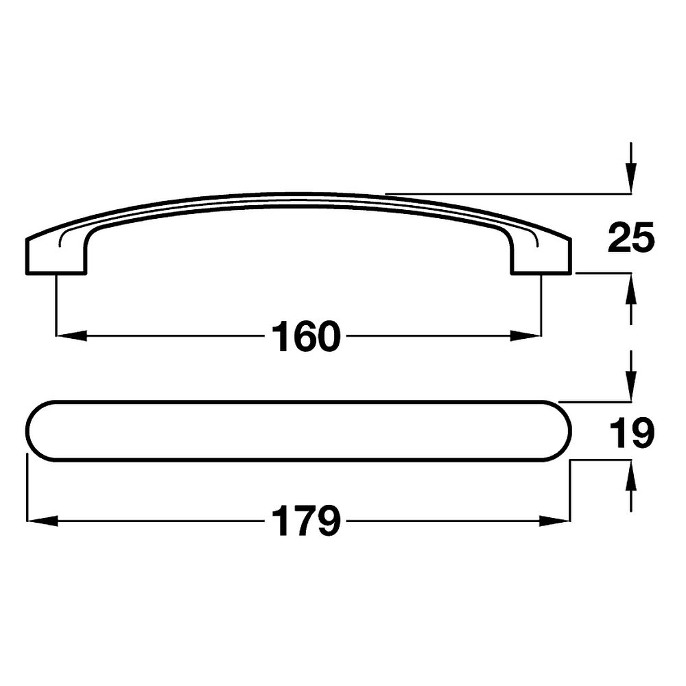 Bertie - D Handle - Stainless Steel Effect Dimensions