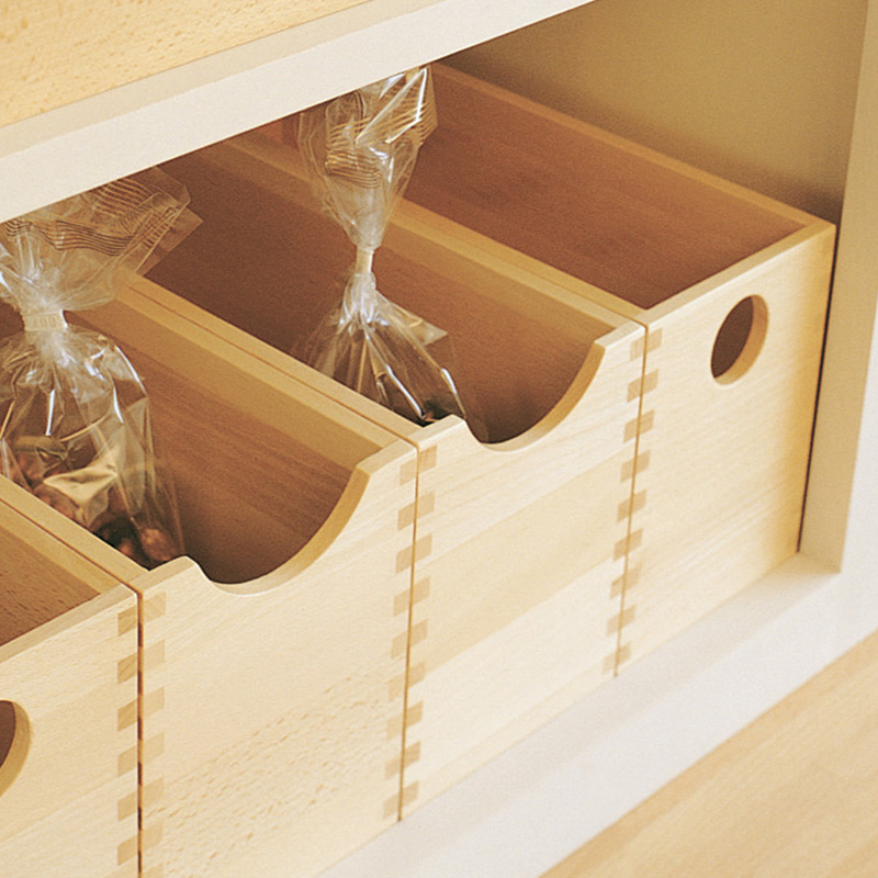 Set of 4 Oak Storage Boxes Detail Photo