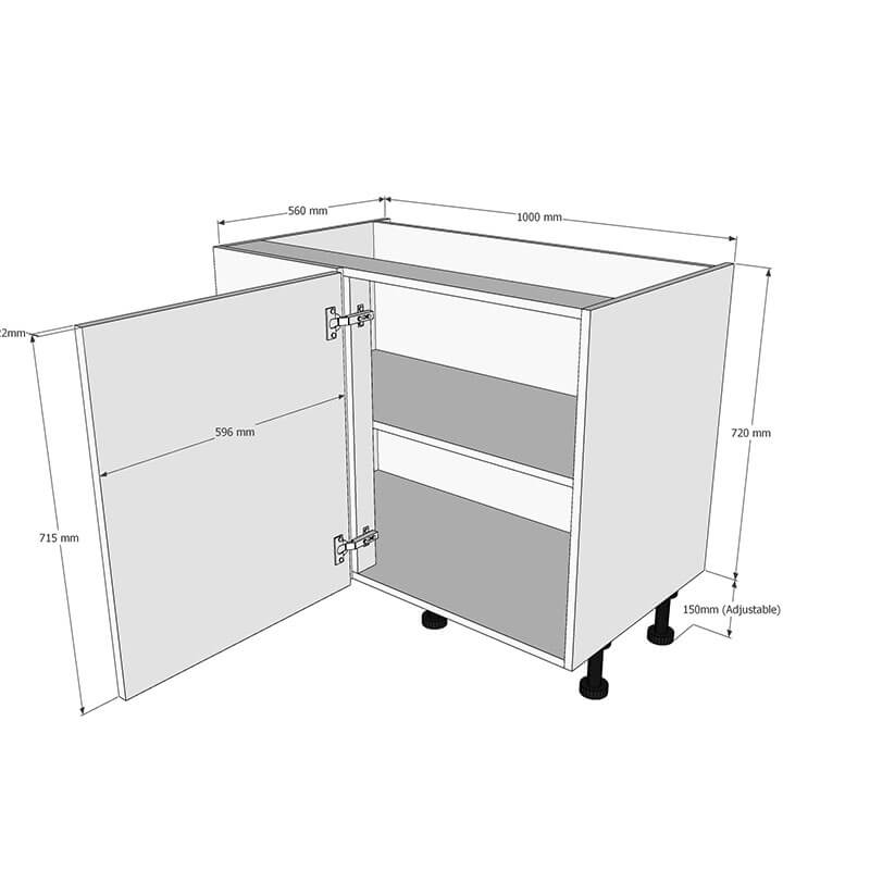 1000mm Highline Corner Base Unit - 600mm RH Hand Door Dimensions