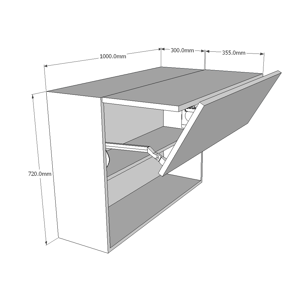 1000mm Vertical Bi-Fold Wall Unit (Medium) Dimensions