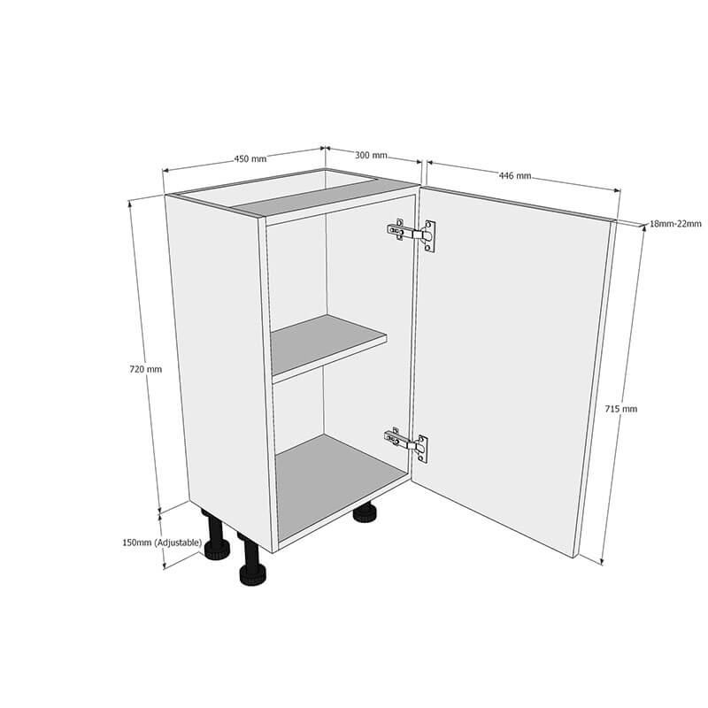 450mm Highline Base Unit (300mm Deep) Dimensions