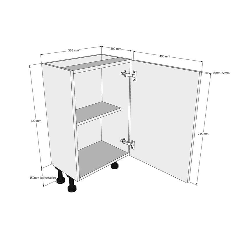 500mm Highline Base Unit (300mm Deep) Dimensions