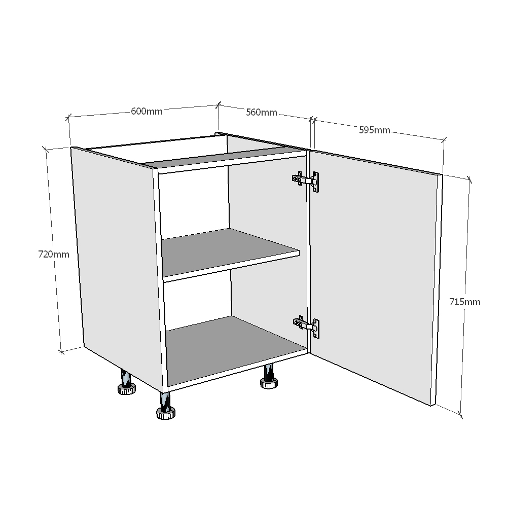 600mm Highline Base Unit Dimensions