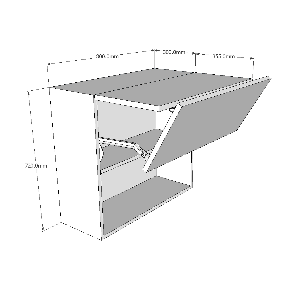 800mm Vertical Bi-Fold Wall Unit (Medium) Dimensions