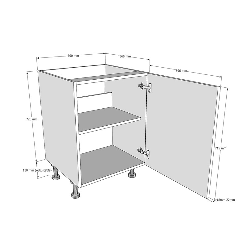 600mm Highline Sink Base Unit Dimensions