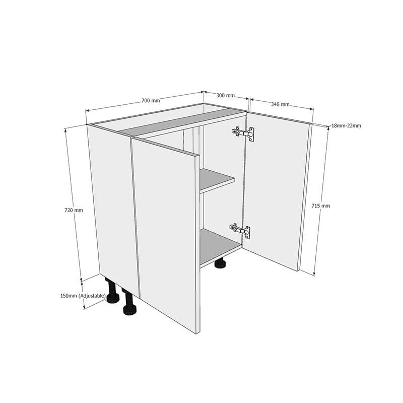 700mm Highline Base Unit (300mm Deep) Dimensions