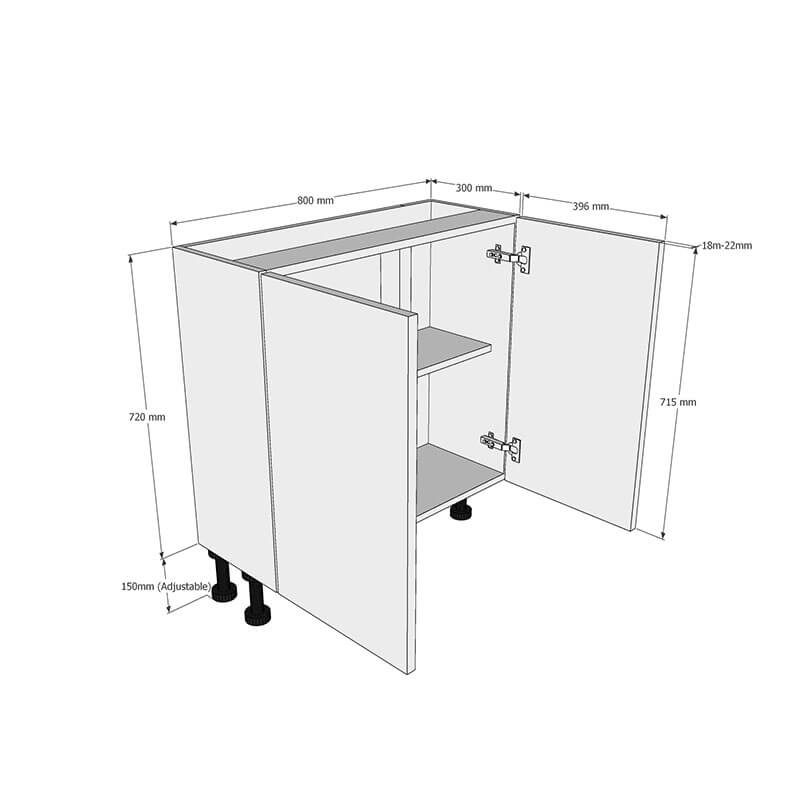 800mm Highline Base Unit (300mm Deep) Dimensions