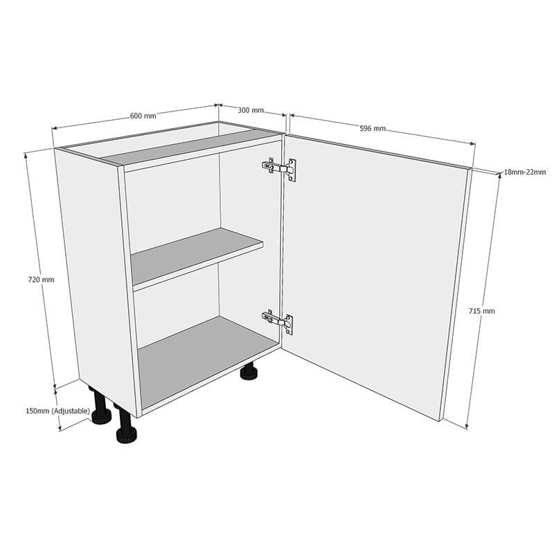 600mm Highline Base Unit (300mm Deep) Dimensions