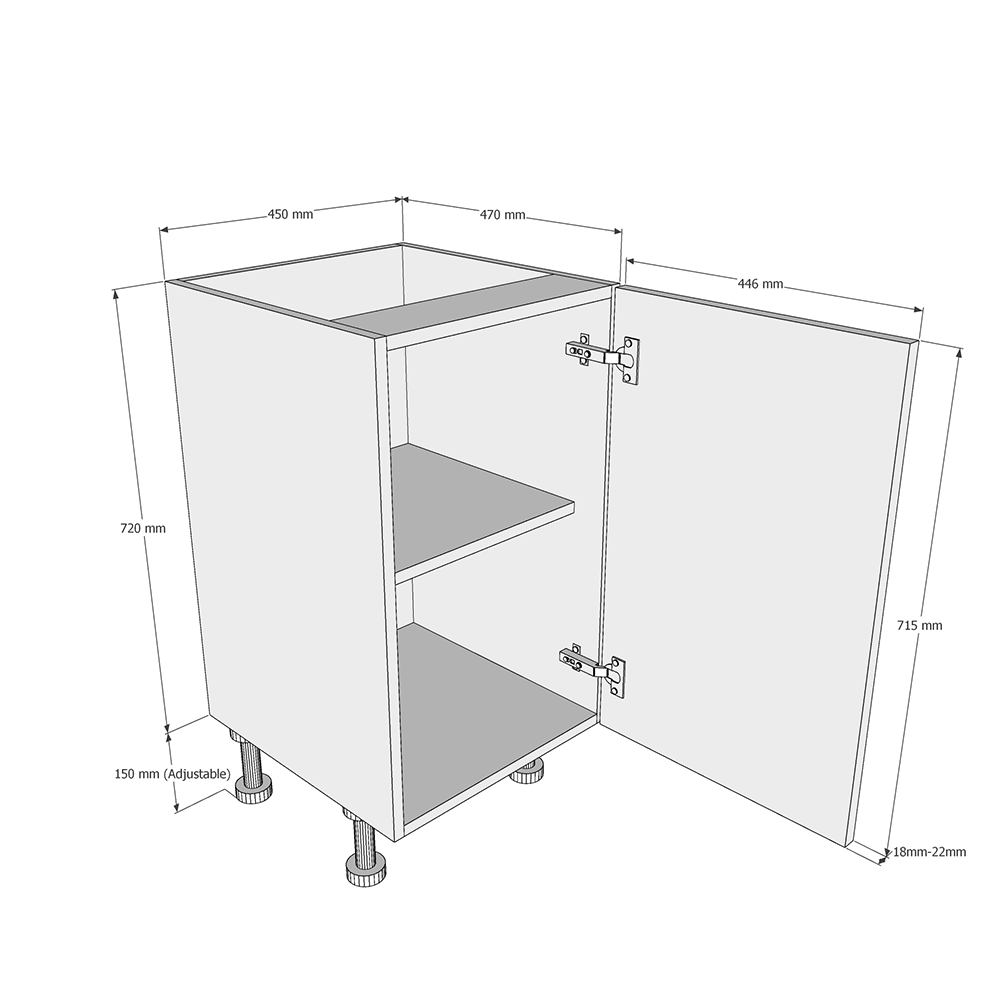 450mm Highline Base Unit (470mm Deep) Dimensions