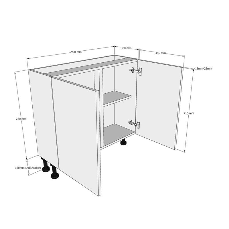 900mm Highline Base Unit (300mm Deep) Dimensions