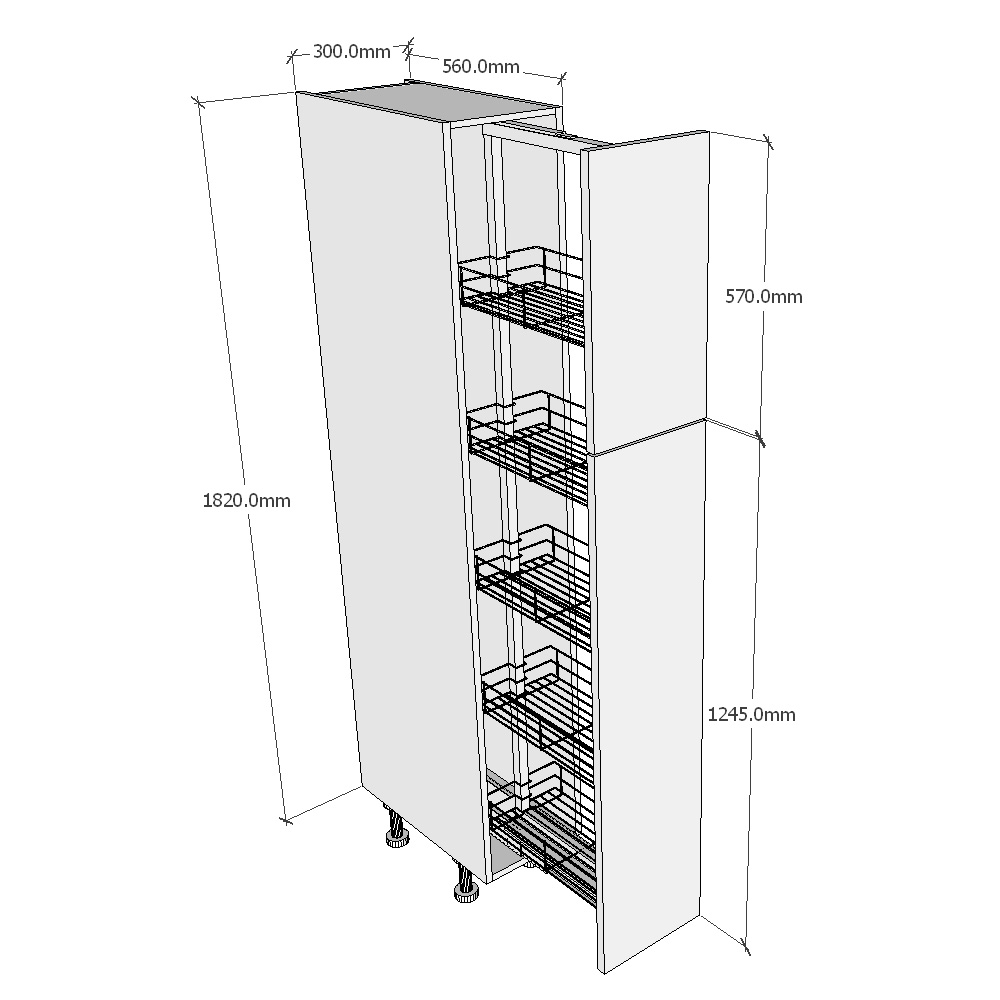 300mm Tall Pull Out Larder Unit 570mm Top Door Low