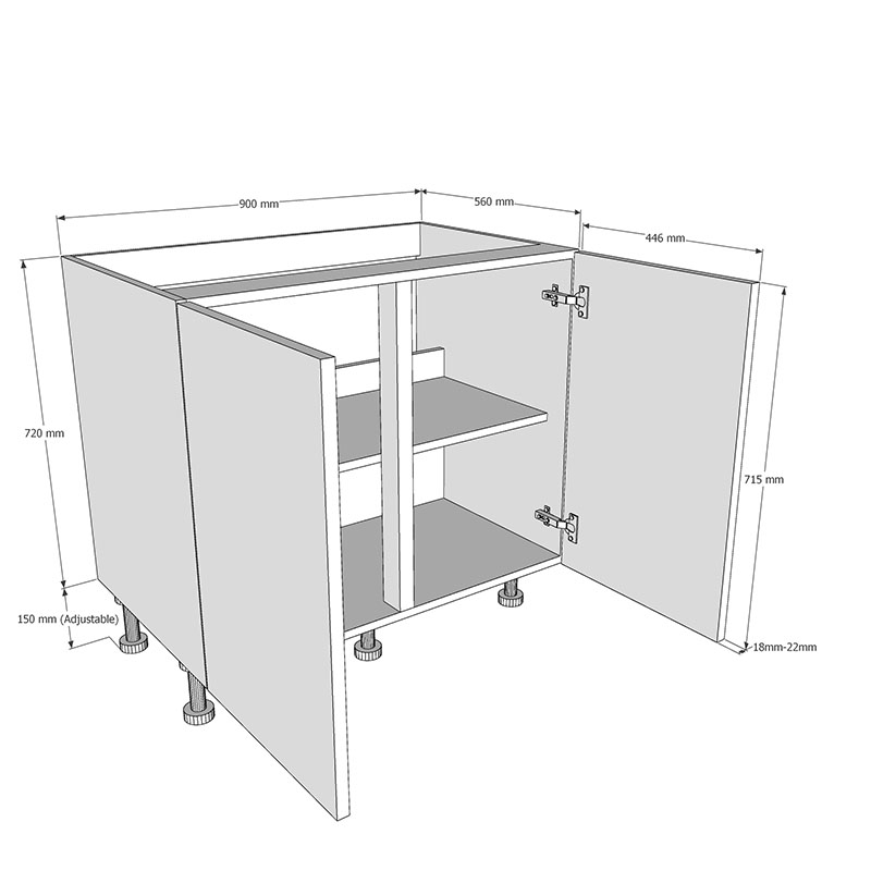 900mm Highline Sink Base Unit Dimensions