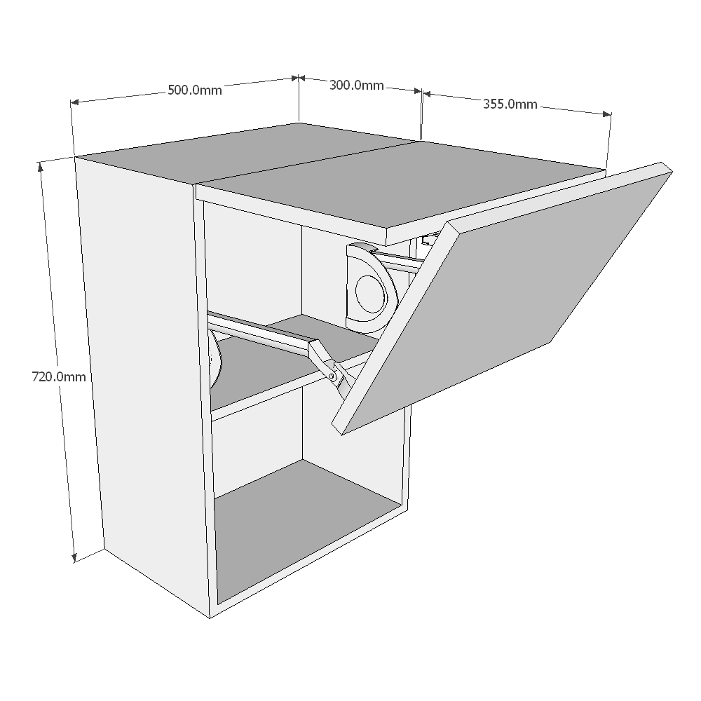 500mm Vertical Bi-Fold Wall Unit (Medium) Dimensions