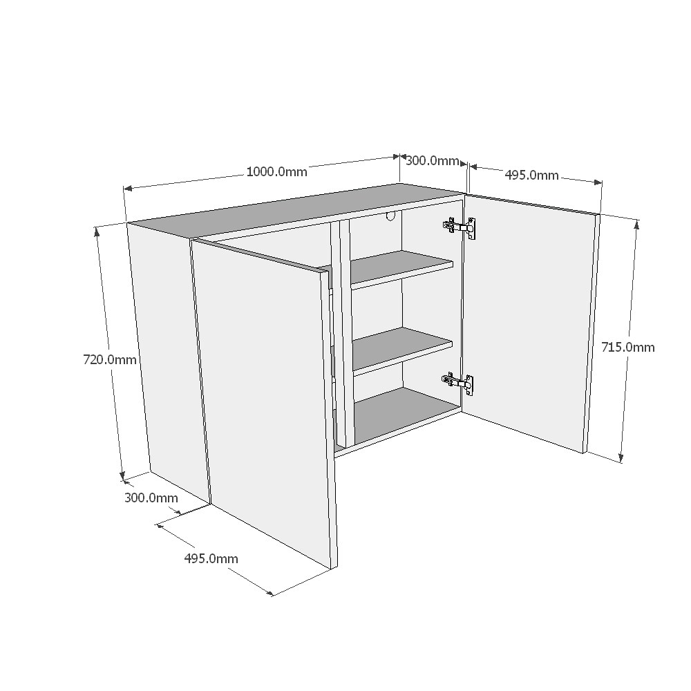1000mm Double Wall Unit (Medium) Dimensions