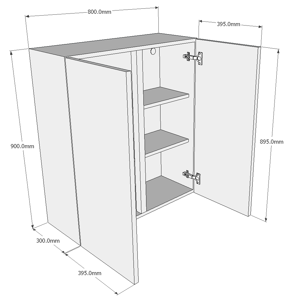 800mm Double Wall Unit (High) Dimensions