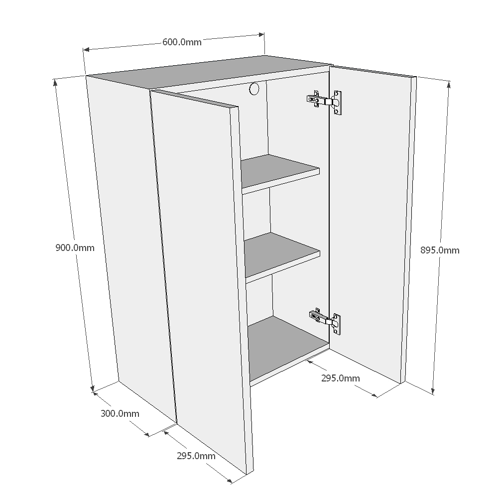 600mm Double Wall Unit (High) Dimensions