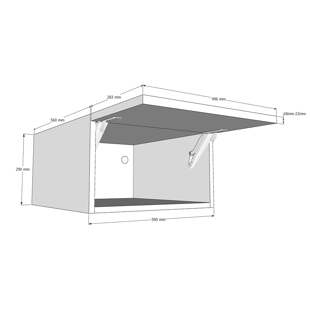 500mm Bridging Unit (290mm Height) (560mm Deep) Dimensions