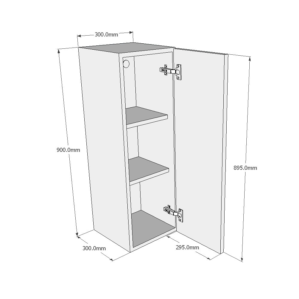 300mm Single Wall Unit (High) Dimensions