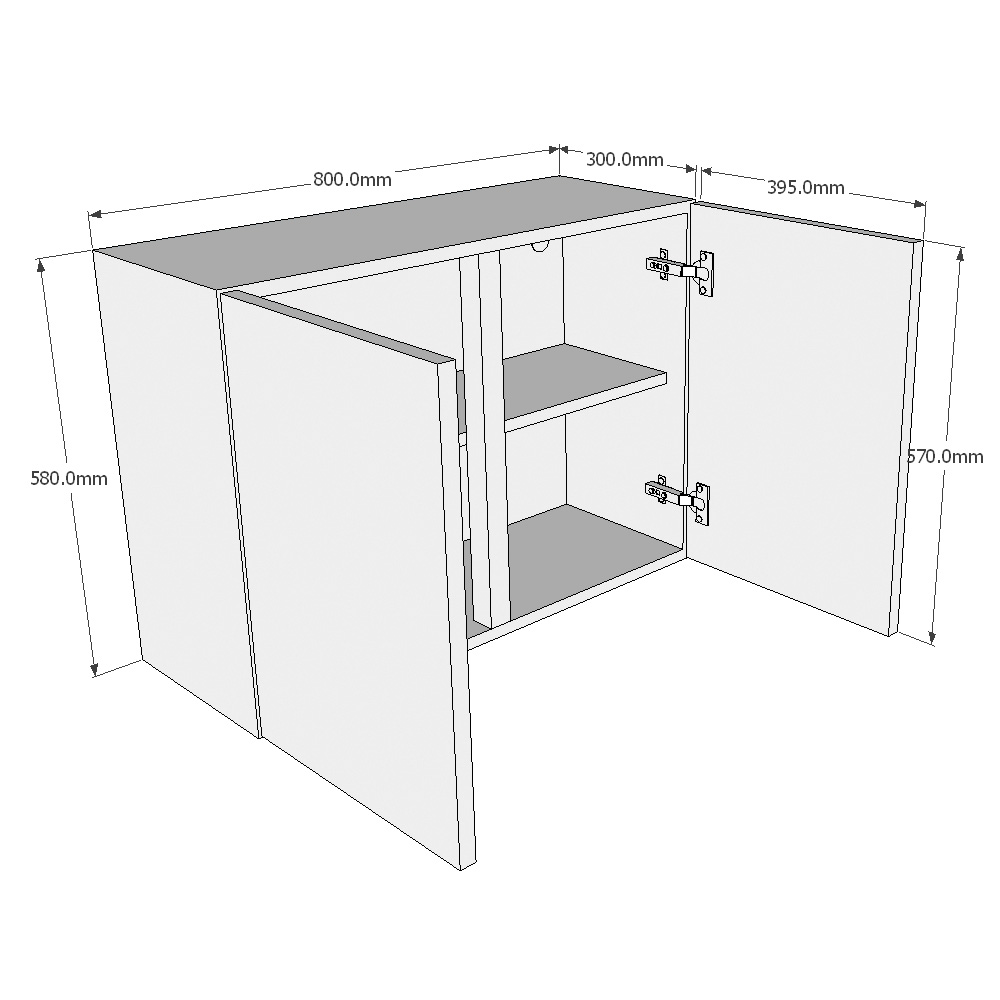 800mm Double Wall Unit (Low) Dimensions